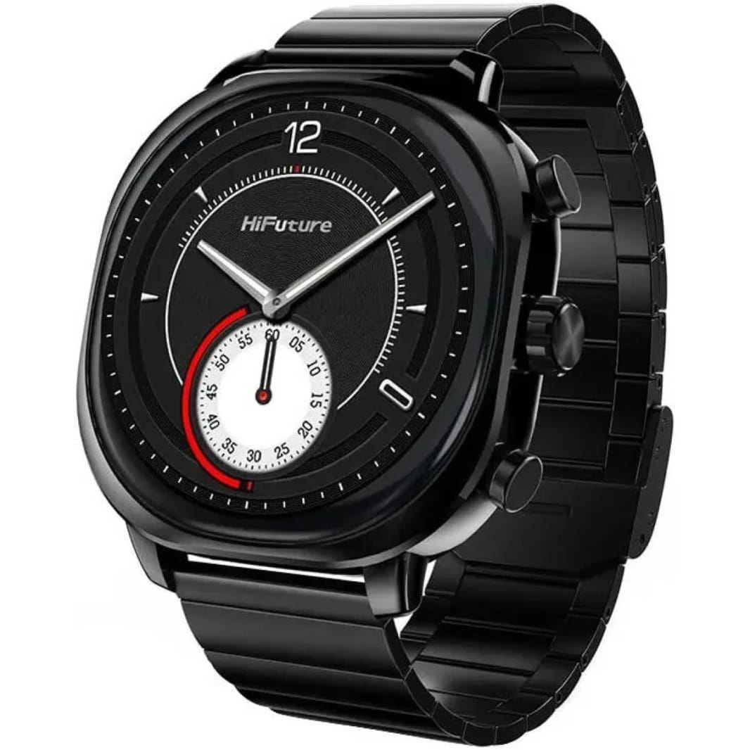 HiFuture AIX Smartwatch, 1.43 Inch Amoled Display, 1 ATM Water Resistant, 10 Days Battery Life, AI Enhanced Health Monitoring, 3x Harder Corning Gorilla Glass- Black