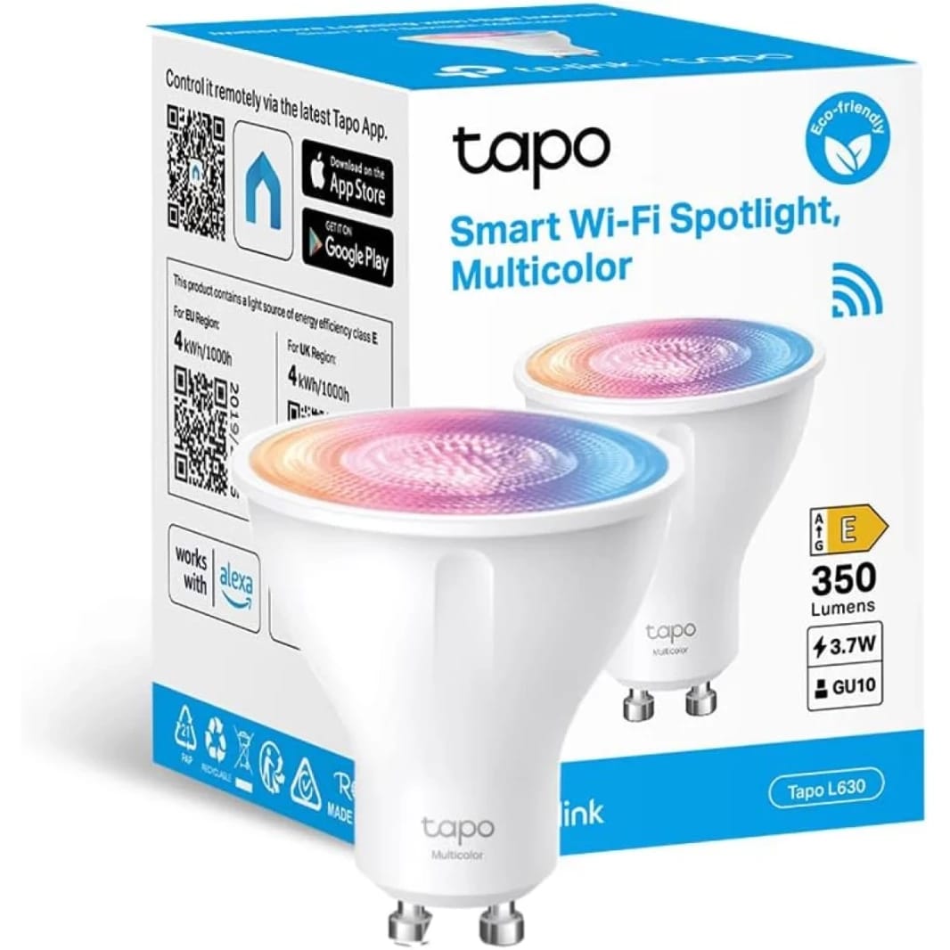 TP-Link Tapo L630 Smart Led Bulbs GU10 Wi-Fi Multicolour LED Spotlight Bulbs Dimmable White Tunable RGB Remote Control Works with Alexa & Google Home No hub required
