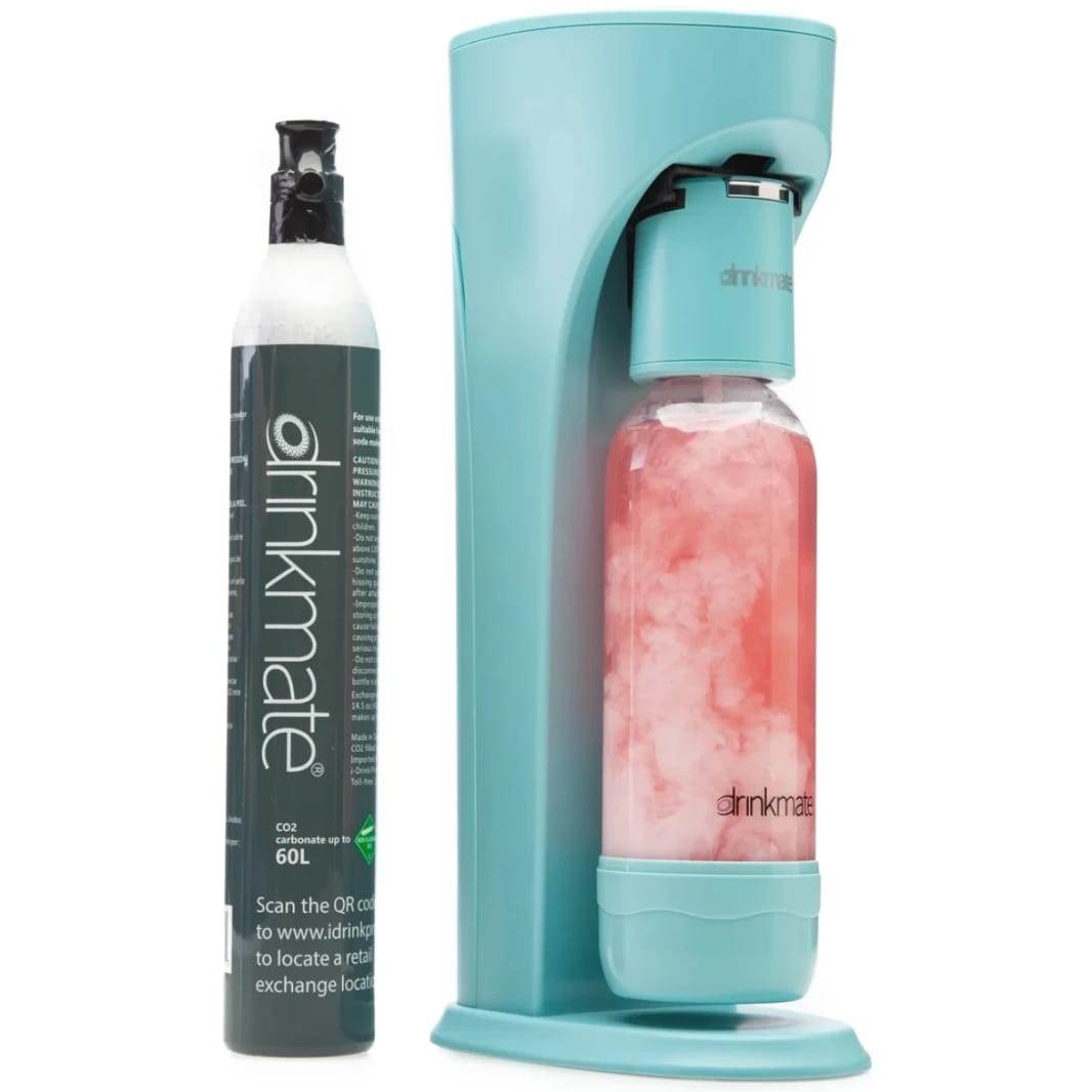 DrinkMate Water & Soda Machine, Carbonates Any Drink , Cylinder Included - Blue