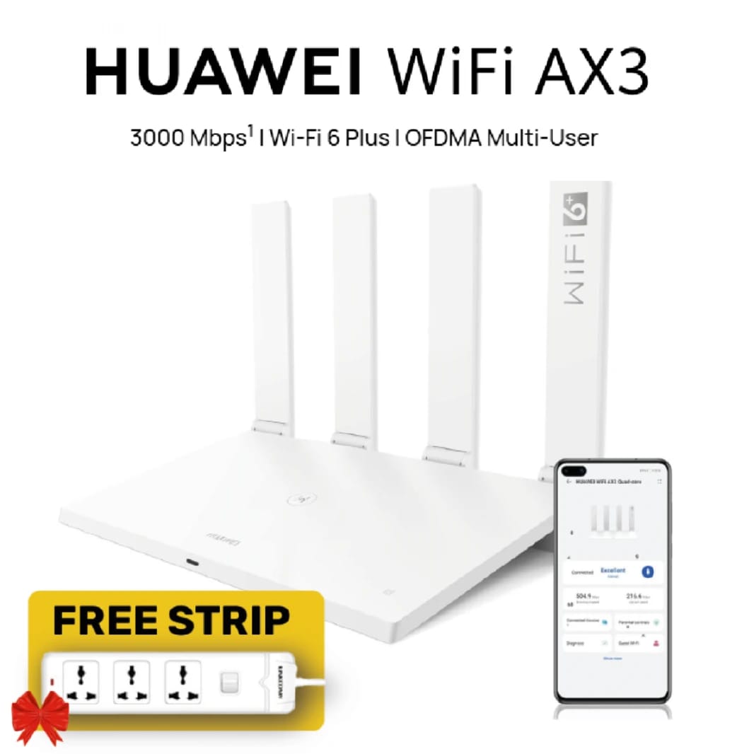 HUAWEI WiFi AX3 (Dual-Core) 3000 Mbps Wi-Fi Router,  Wi-Fi 6 Plus Revolution, OFDMA Multi-User Technology, Multi-Mode Dual Bands, Huawei HomeSec