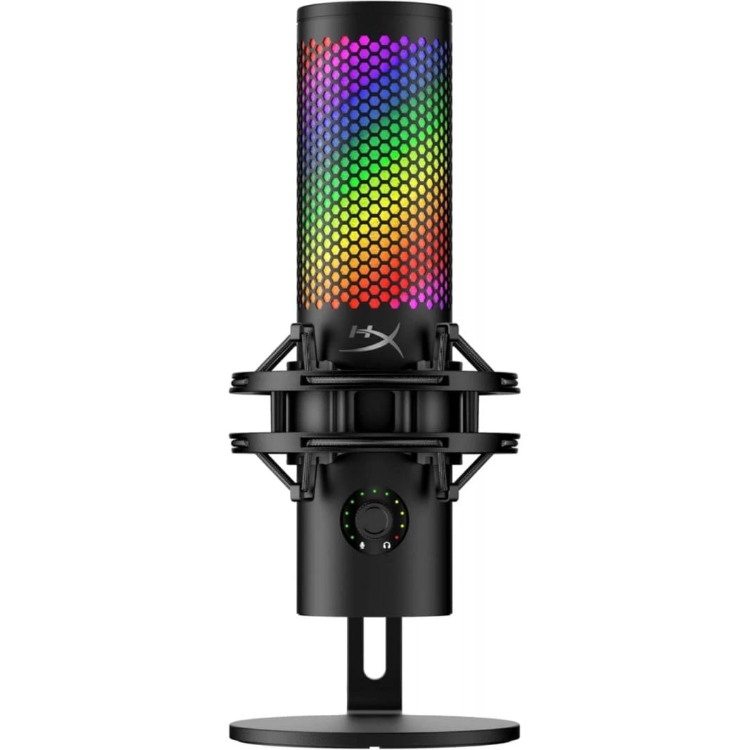 HyperX QuadCast 2 S – USB Microphone, with RGB Lighting, Streaming and Podcasting, with On-Board Controls, LED Lighting, Removable Shock Mount, USB-C - Black