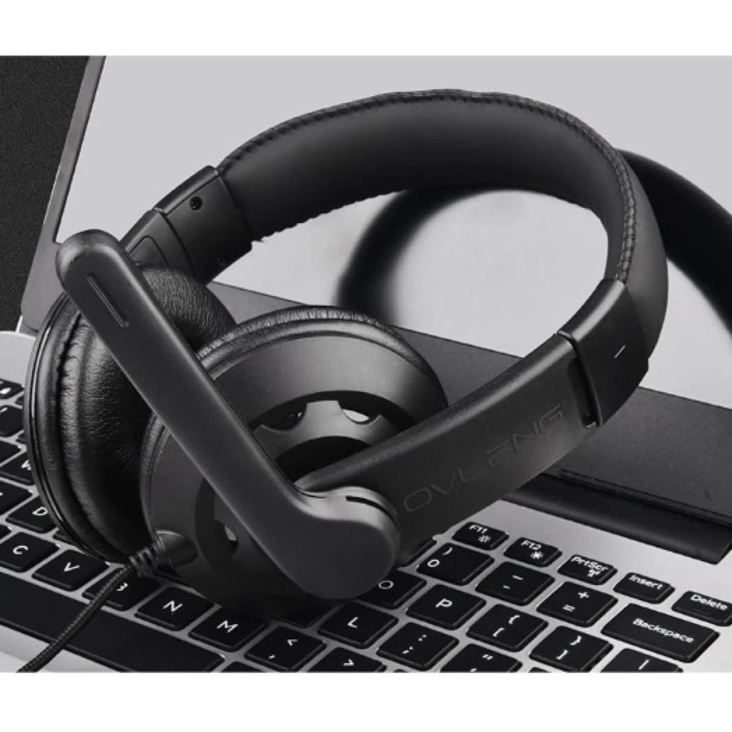 Headset OVLENG OV-P2 3.5mm Gaming Headphone Wired Earphone E-Sports Headphone with Adjustable Noise Cancelling Mic -  Black