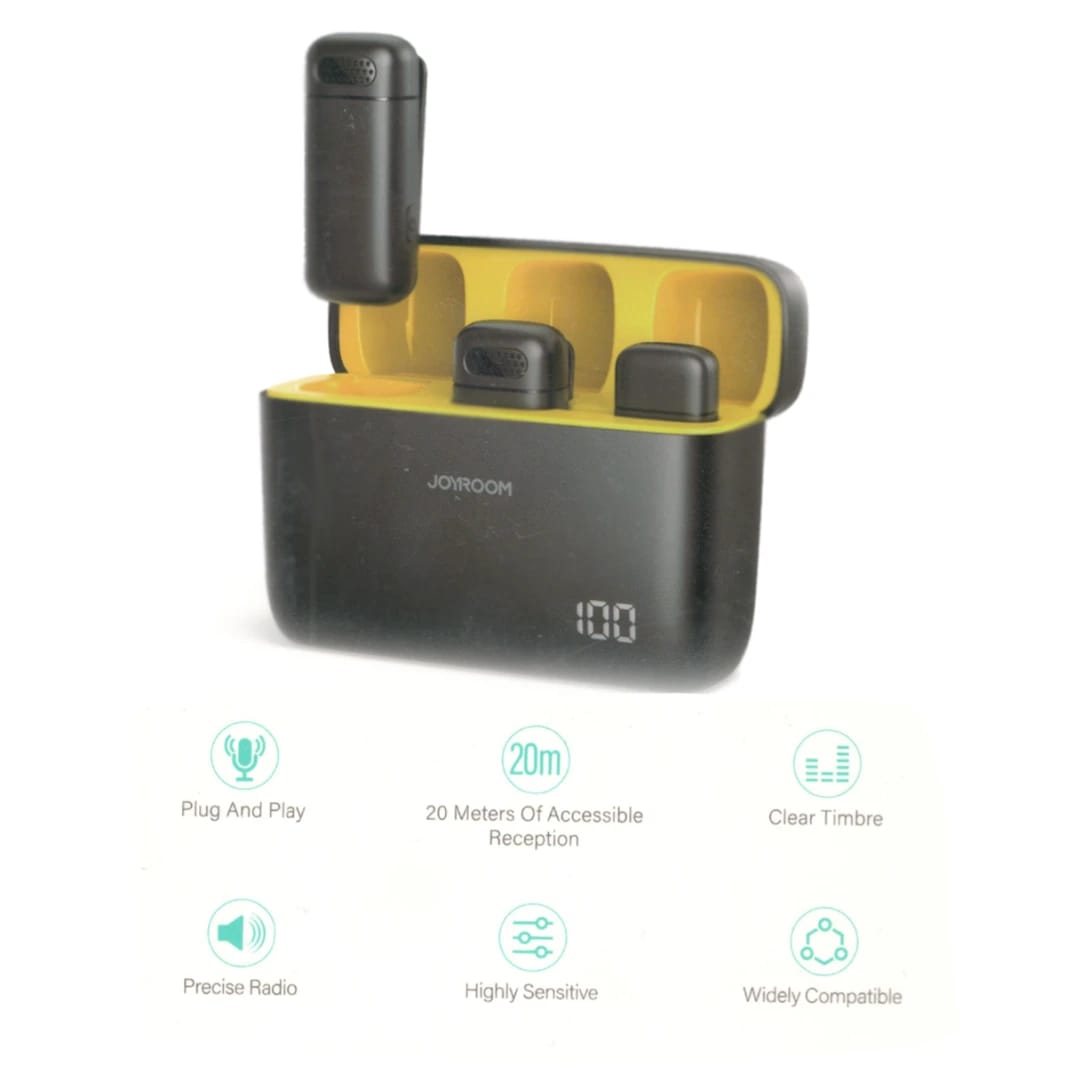 Joyroom JR-OJM02-L Wireless Microphone Lighting Iphone / "Double Mic", 20 Meters Of Accessible Reception, Clear Timbre for Interviews and Blogs