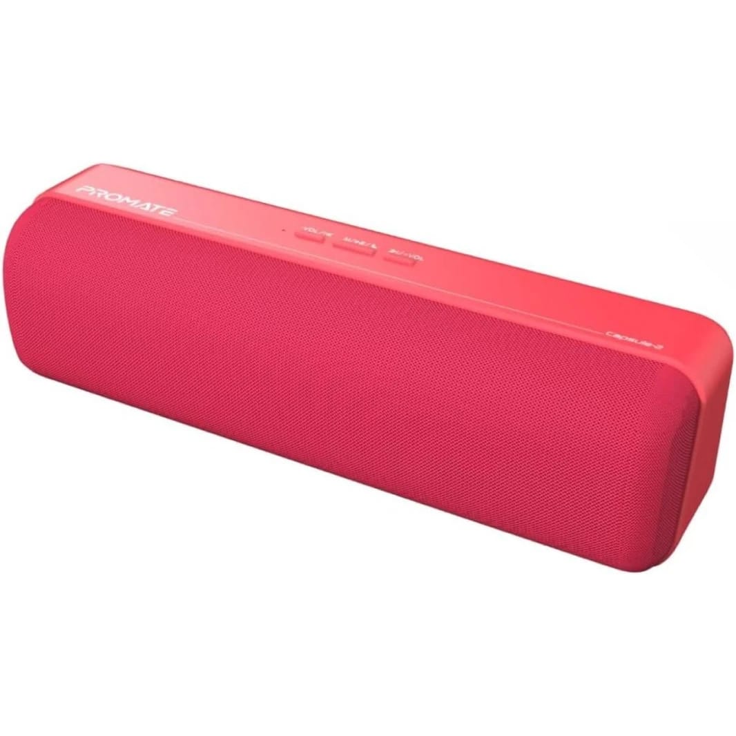 Promate Capsule-2 Bluetooth Speaker, Powerful 6W Speaker with Exceptional HD Sound Quality, Long Playtime- Red