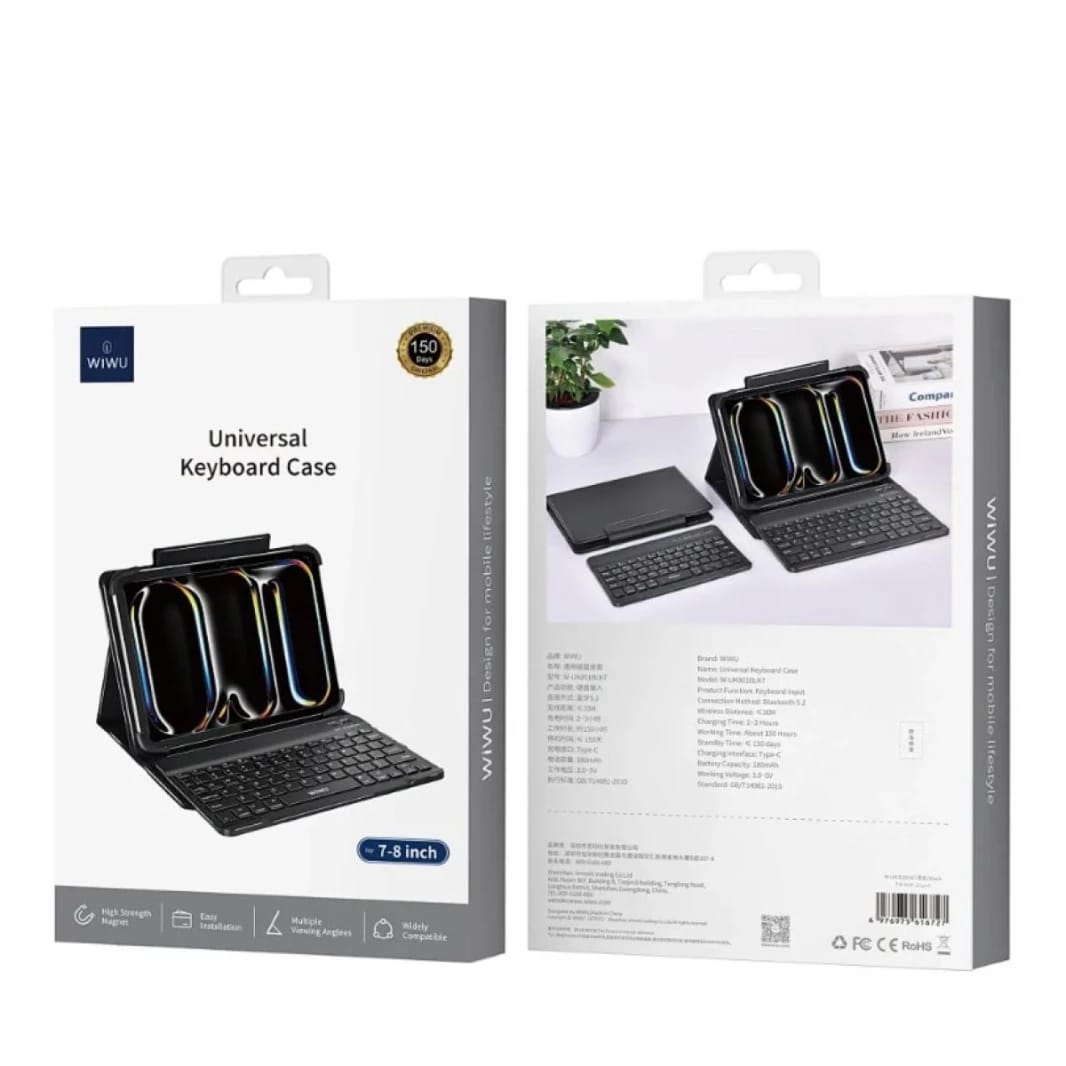Wiwu Universal Keyboard Case 7-8 (English& Arabic) Black - 18 Month Warranty