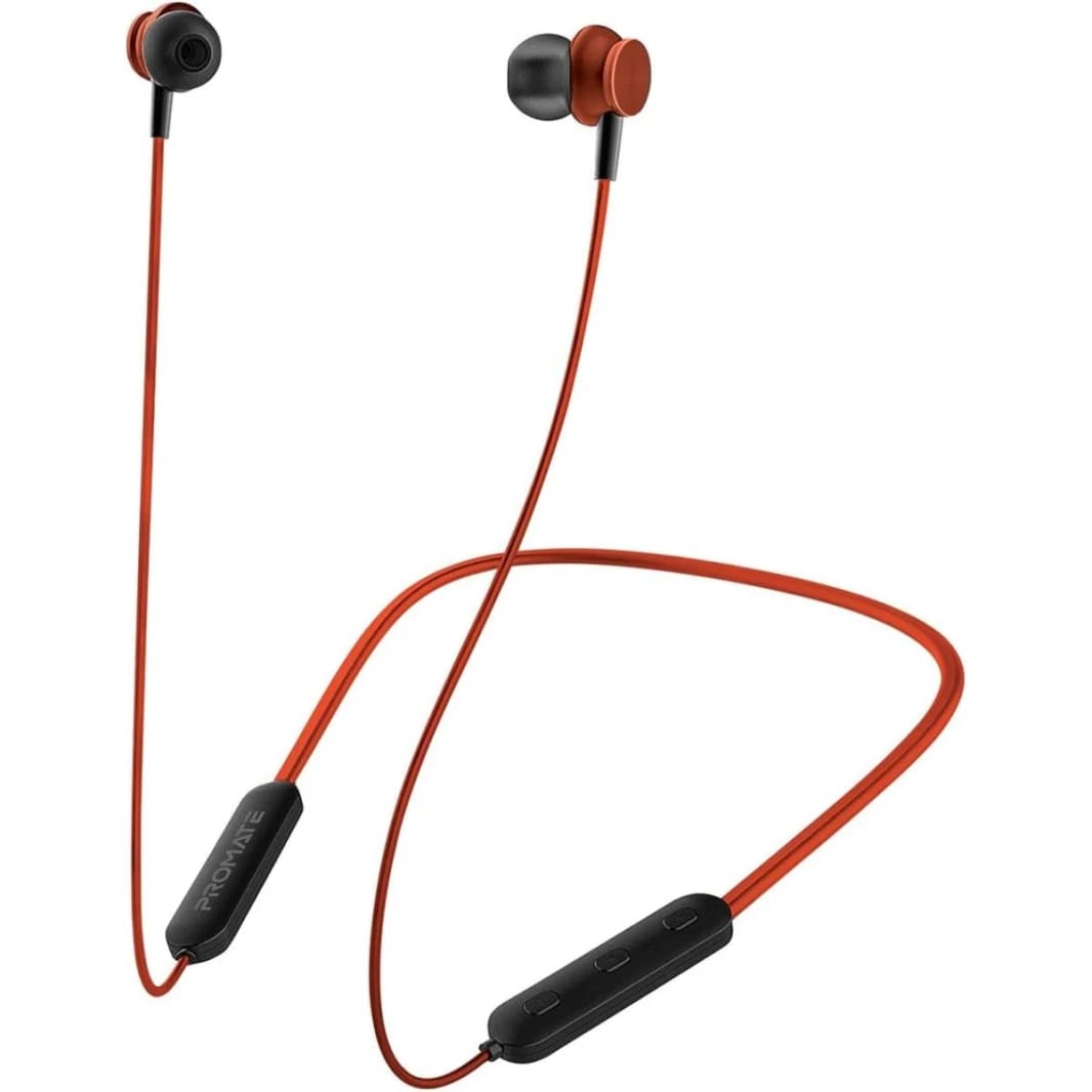 Promate Bluetooth Headphone,Ergonomic Magnetic Neckband Wireless Earbud with HD Audio,Built-In Microphone,7 Hours Long Playtime and Multifunctional In-Line Control