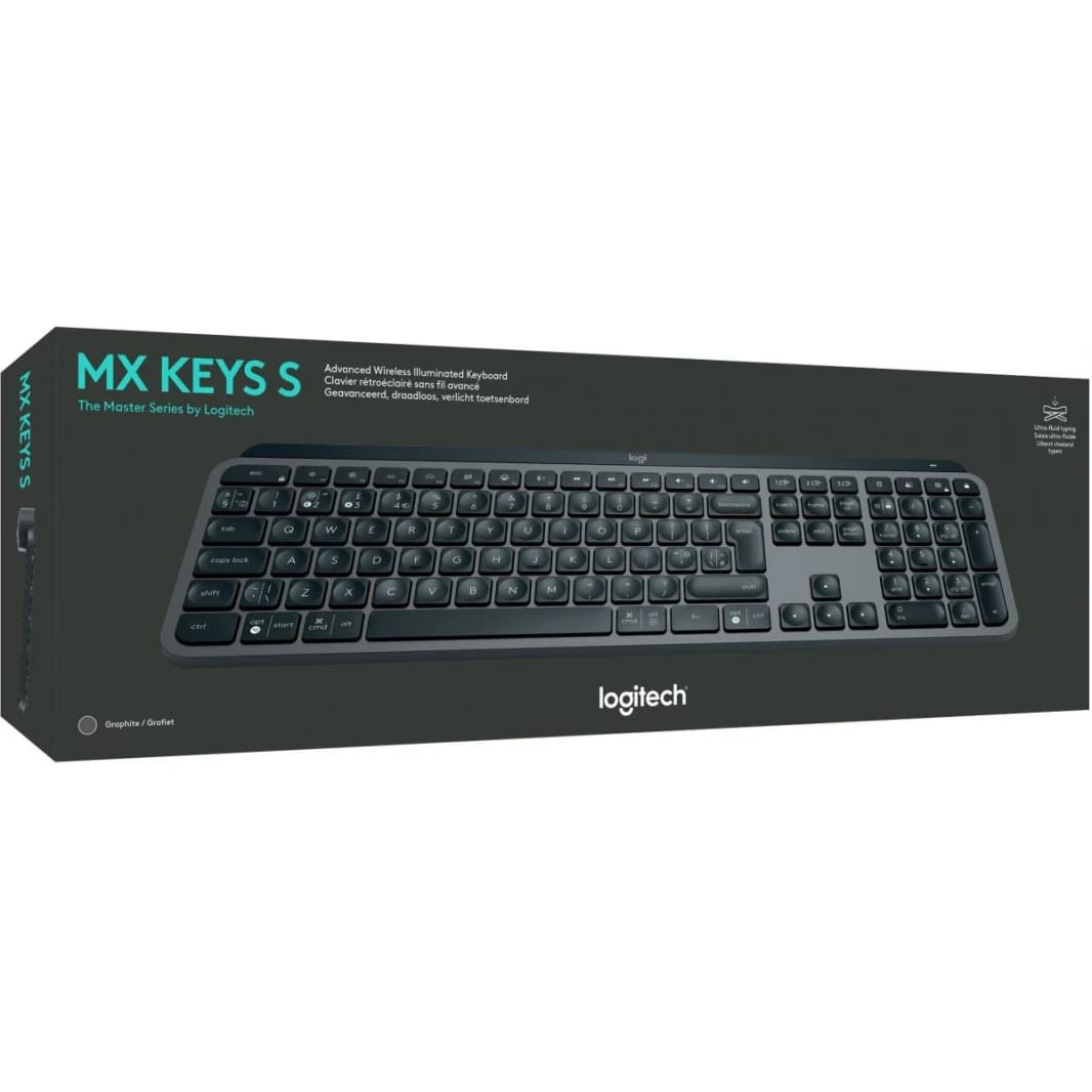 Logitech MX Keys S Wireless Keyboard, Low Profile, Fluid Precise Quiet Typing, Programmable Keys, Backlighting, Bluetooth, USB C Rechargeable, for Windows PC, Linux, Chrome, Mac - Graphite, AR Layout