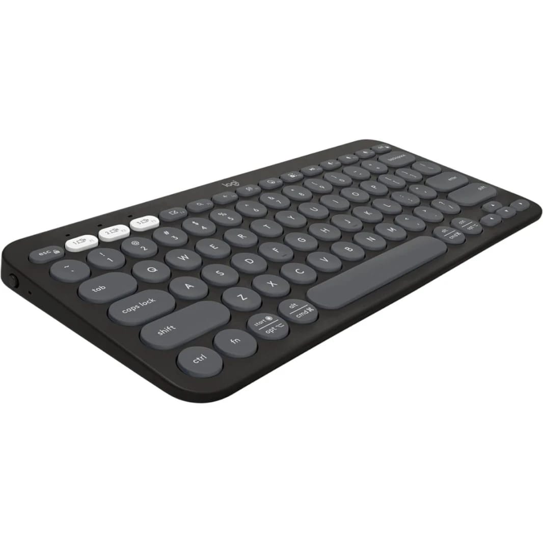 Logitech Pebble Keys 2 K380s Arabic Version, Multi-Device Bluetooth Wireless Keyboard with Customizable Shortcuts, Slim and Portable, Easy-Switch for Windows, macOS, iPadOS, Android, Chrome OS - Tonal Graphite