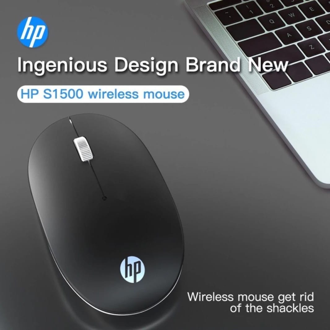 HP Mouse S1500 Wireless Ergonomic Design 1600 DPI Mouse Smart Auto-sleep Function - Black