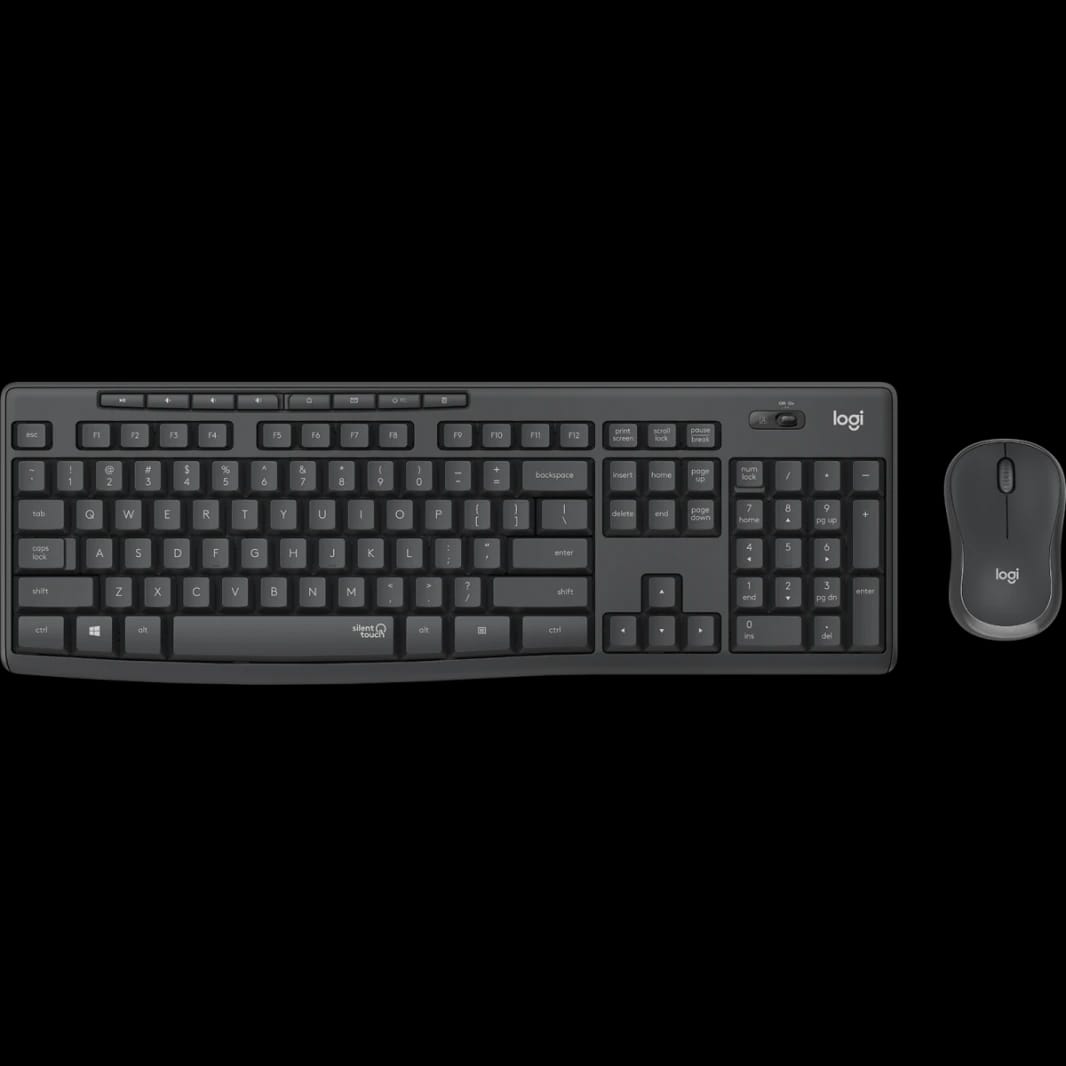 Logitech MK295 Arabic Version Wireless Mouse & Keyboard Combo with SilentTouch Technology, Full Numpad, Advanced Optical Tracking, Lag-Free Wireless, 90% Less Noise - Graphite