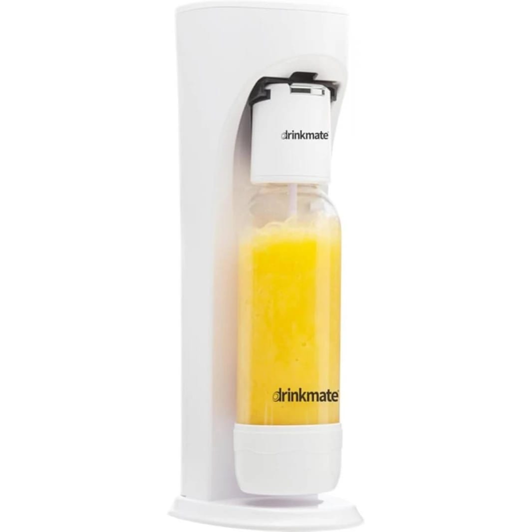 Drinkmate OmniFizz Sparkling Water and Soda Maker, Carbonates Any Drink Without Diluting It, CO2 Cylinder 60L (Included) - White