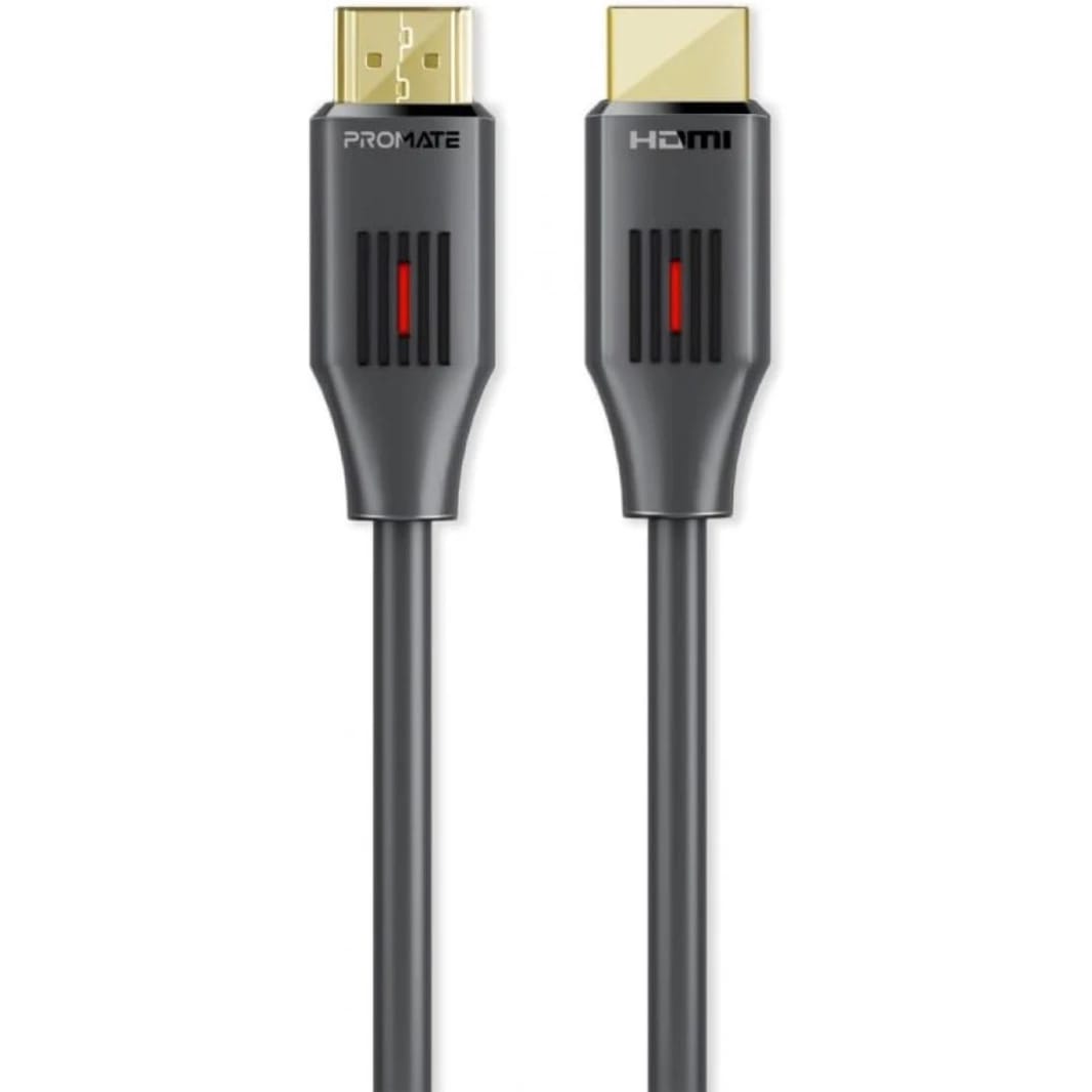 Promate HDMI 2.0 Cable, 4K@60Hz HDMI to HDMI Slim 1.5m Cable with 3D Video Support, 18Gbps Bandwidth, Ethernet Support and Gold-Plated Connectors for Laptops, Smart TVs, Monitors