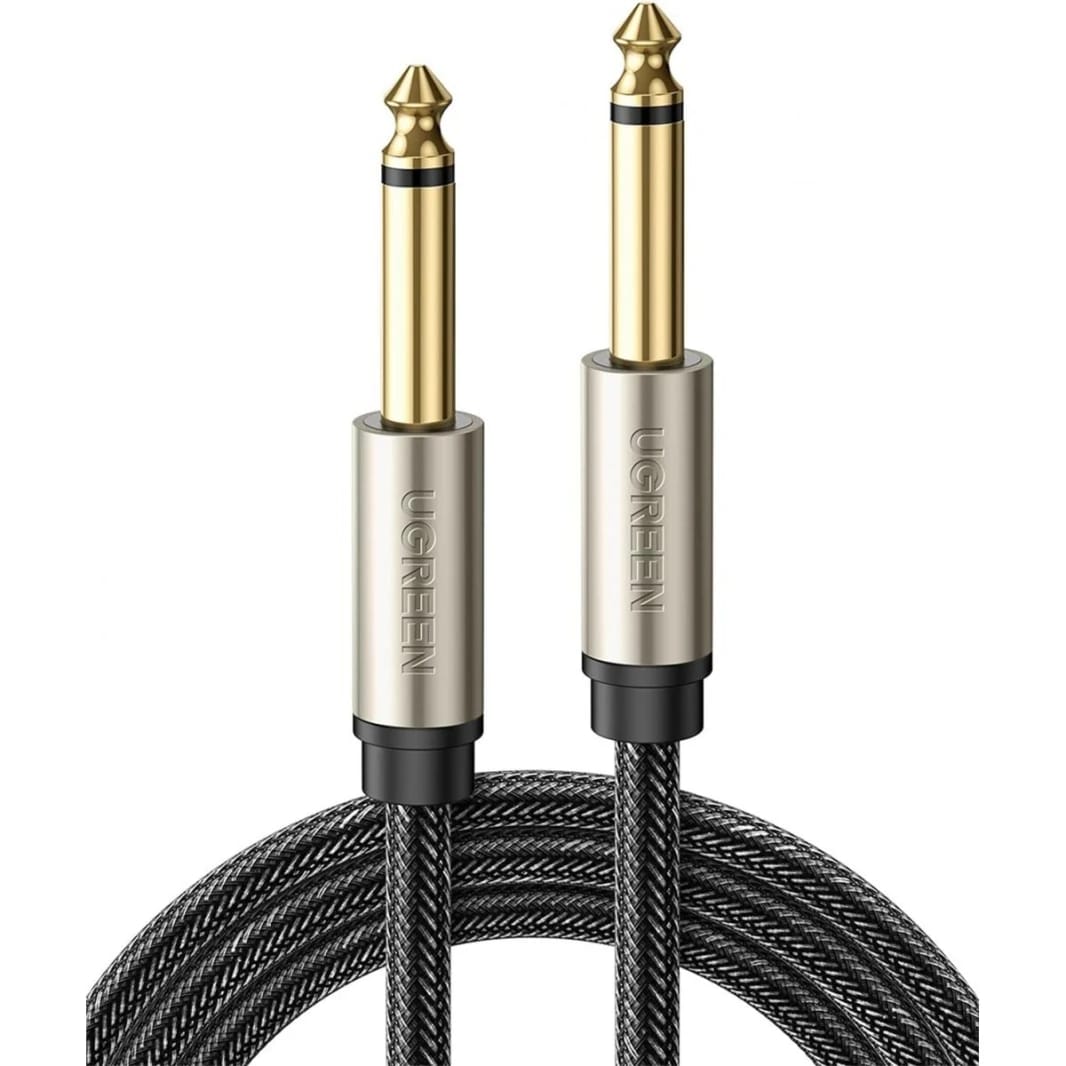 UGREEN 6.35mm Audio Guitar Cable 1/4" to 1/4" Professional Speaker Cable Nylon Braid guitar lead, Instrument CLEAR Mono 6.35mm Cord for Electric Guitar Effects Pedal Bass Drums Amplifier, etc (1M)