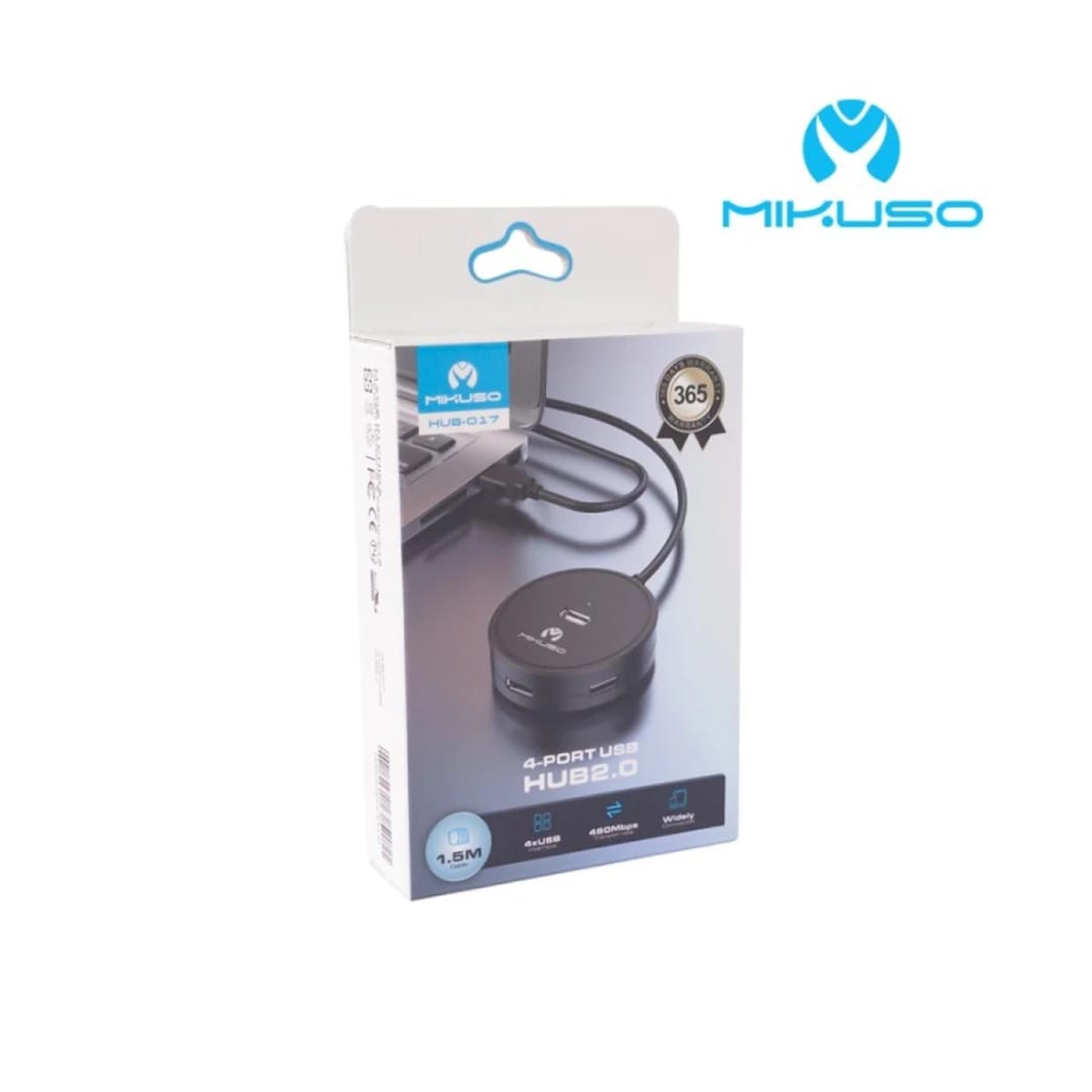 MIKUSO HUB-017 USB Hub 4 Port Blat 1.4m  USB 2.0 480mbps Cable