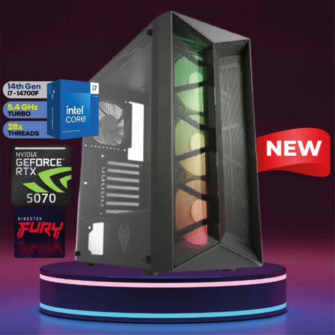 GTS 4 Gaming  Desktop | Intel CORE I7 14700F 20 Core ,  GeForce RTX 5070 12GB GDDR7 , 32 DDR5 5600Mhz , 1TB NV3 6000MB/S - 14th Generation