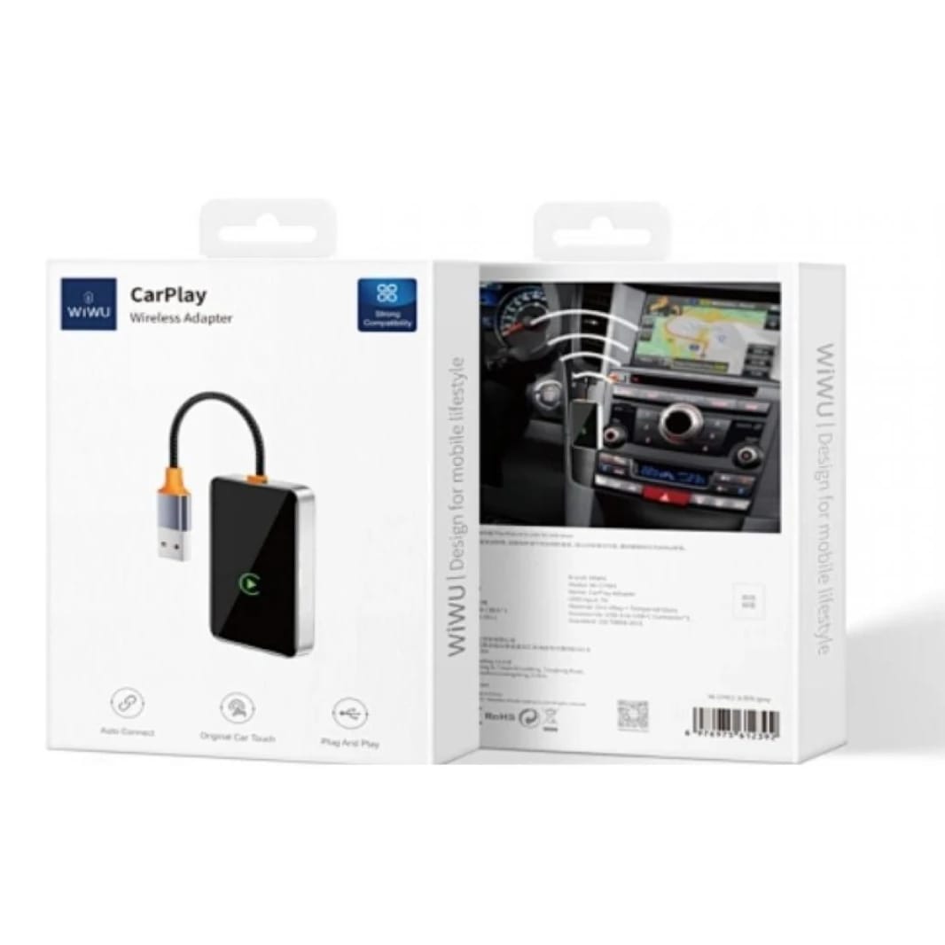 WIWU 2-IN-1 Car Play CP001 in-car Data Transmitter 5.8GHz Fast Data Transfer Support sound / music / 3D level Video + Type-C Ports