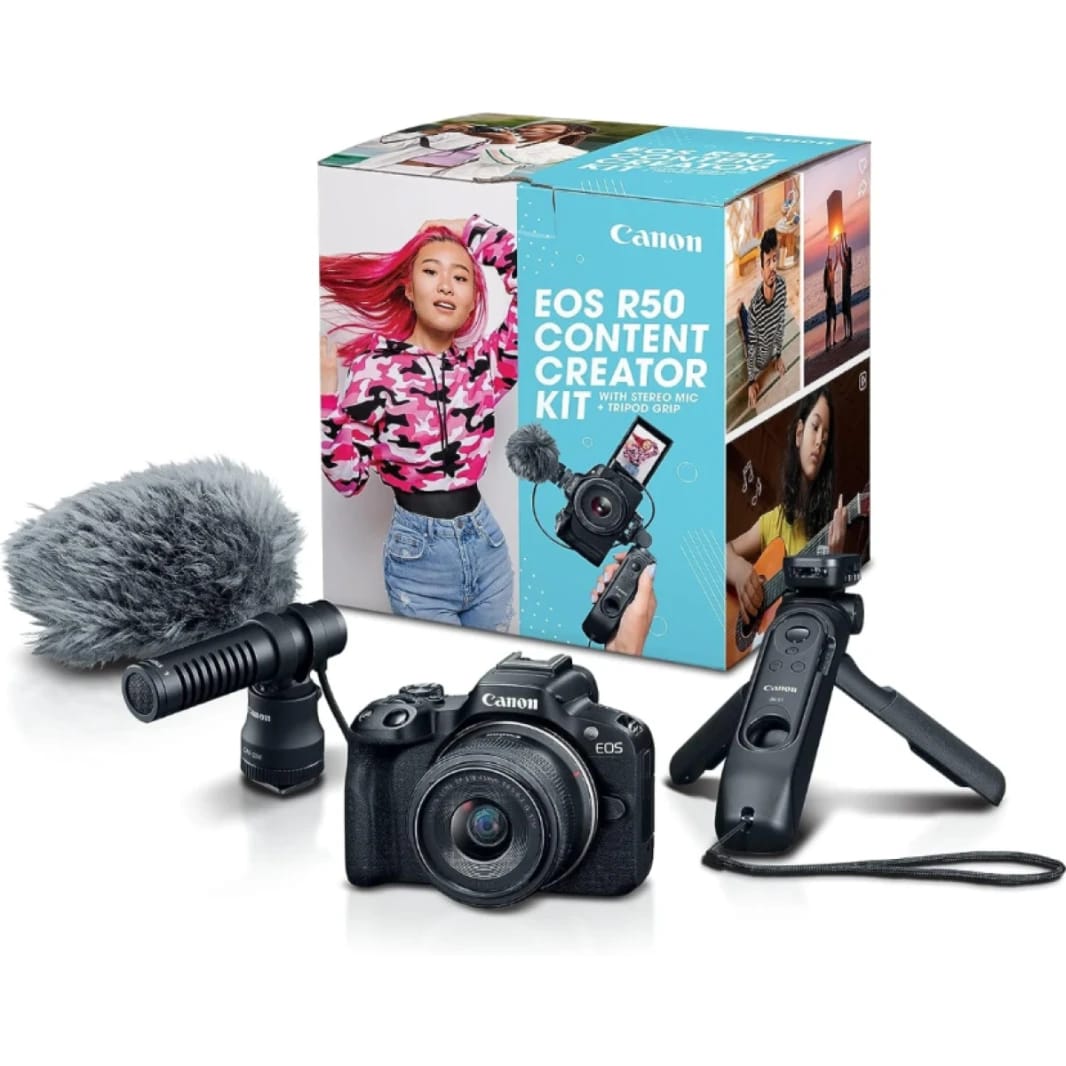 Canon EOS R50 Mirrorless Vlogging Camera (Body Only/Black), RF Mount, 24.2 MP, 4K Video, DIGIC X Image Processor, Subject Detection & Tracking, Compact, Smartphone Connection, Content Creator