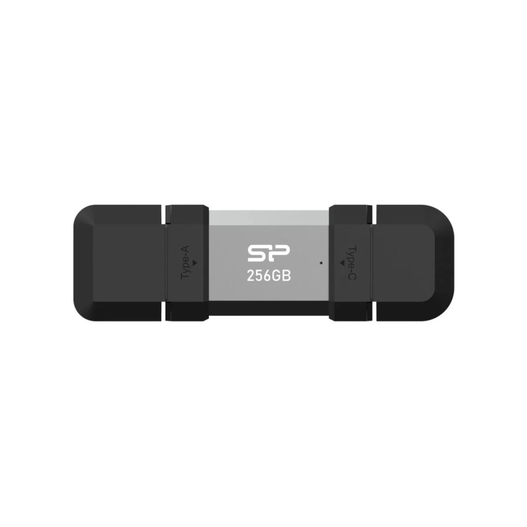 محرك أقراص USB-C مزدوج متنقل من سيليكون باور C51 بسعة 256 جيجابايت، يدعم USB 3.2 الجيل الأول