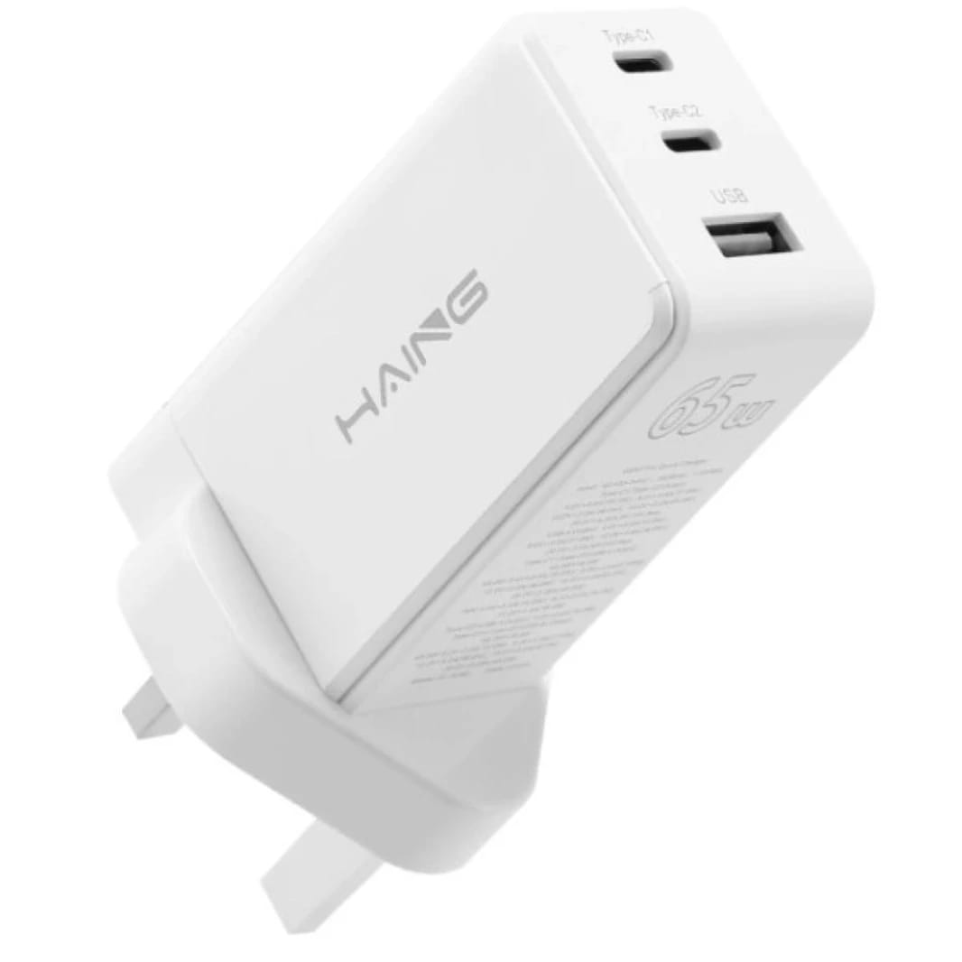 HAING AH65 65W PD 3.0 GaN Charger Type C Foldable Adapter with 3-Port