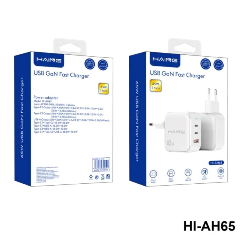 HAING HI-AH65 USB GaN Fast Charger 65W 3ports