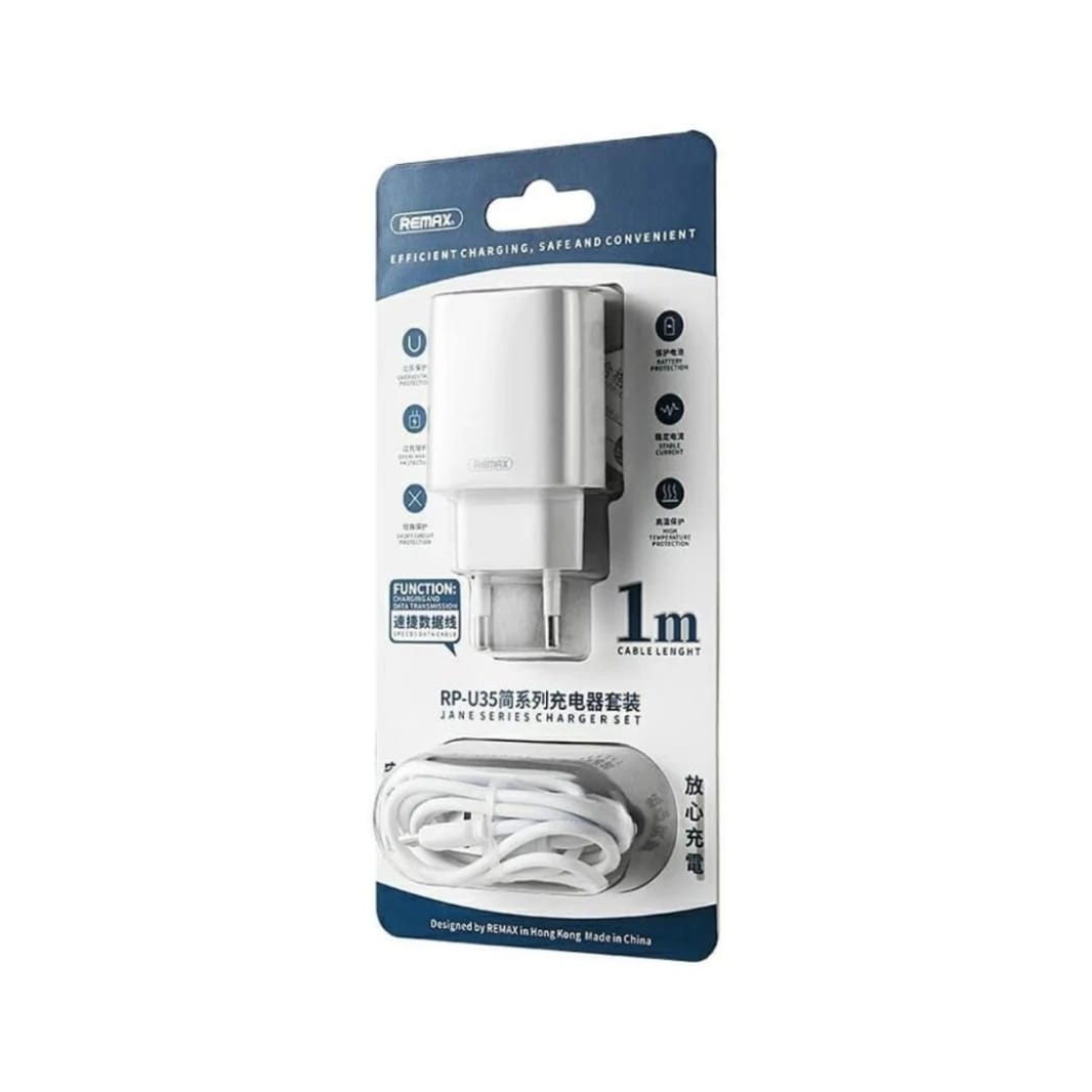 Remax RP-U35 EU Wall Charger with 2 Charging Ports for Lightning Port -Micro