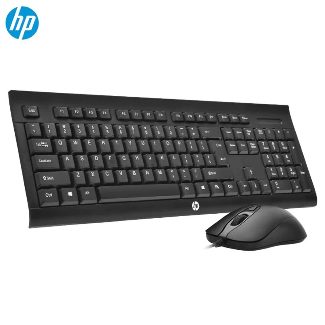 HP KM100 Wired Keyboard Mouse Combo English Keyboard Laptop Optical Gaming Ergonomics