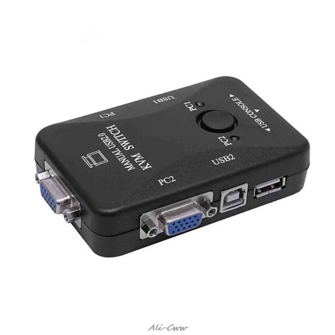 محول KVM VGA يدوي بمنفذين USB 2.0