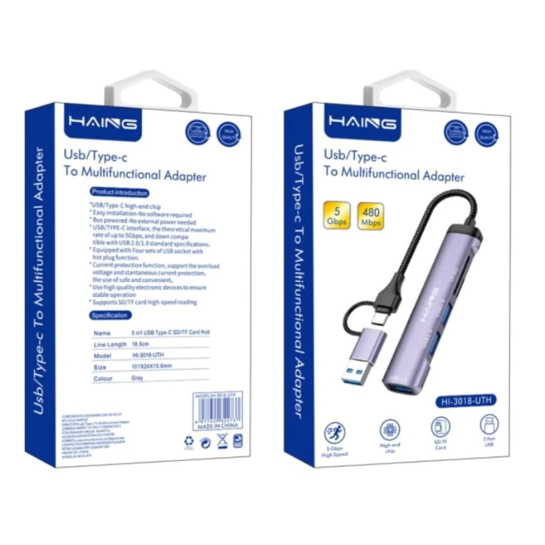 HAING HI-3018-UTH Usb/Type C To Multifunctional Adapter