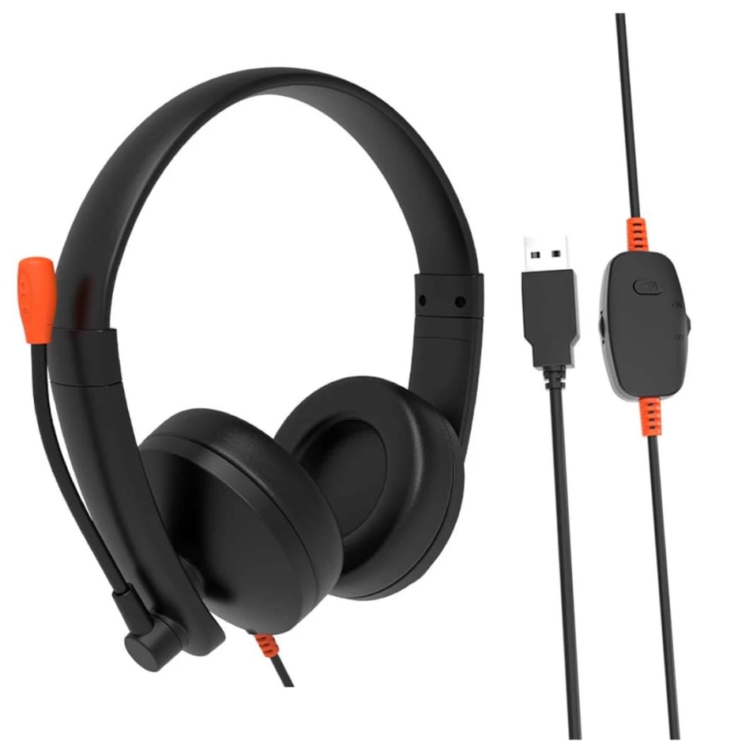 Meetion HP003U USB Telephony Headset with Microphone & Volume Control -Black