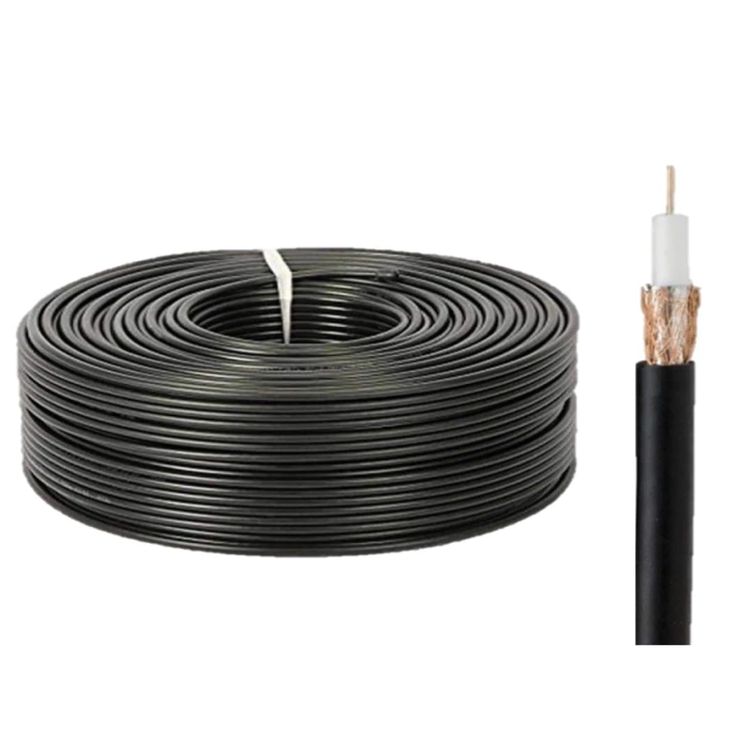 Coaxial RG58 Cable Black 100m without Power Cable