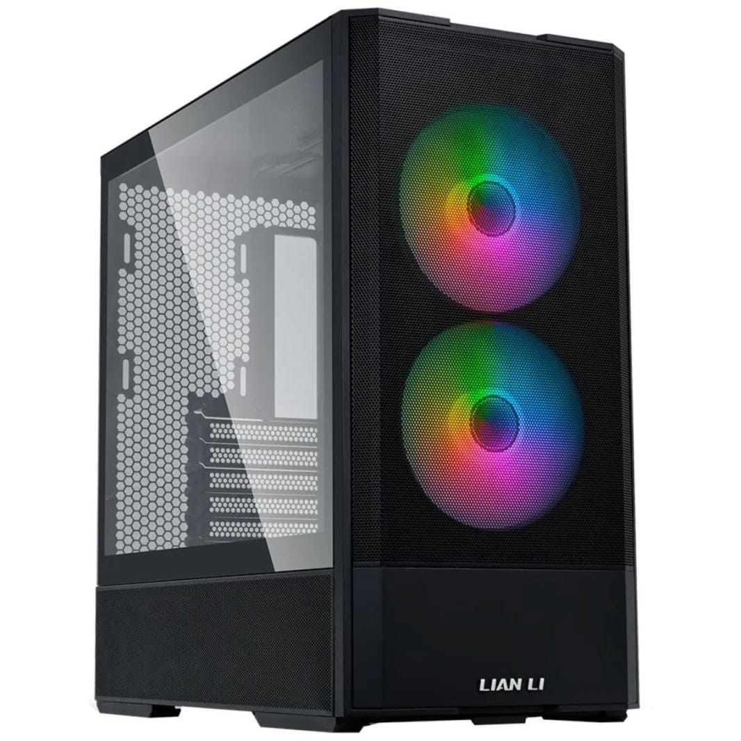 هيكل ألعاب Lian Li LANCOOL 207 (207RX) MESH أسود ARGB ATX بتصميم برج متوسط وزجاج مقسى، مع منفذ Type-C و4 مراوح مدمجة