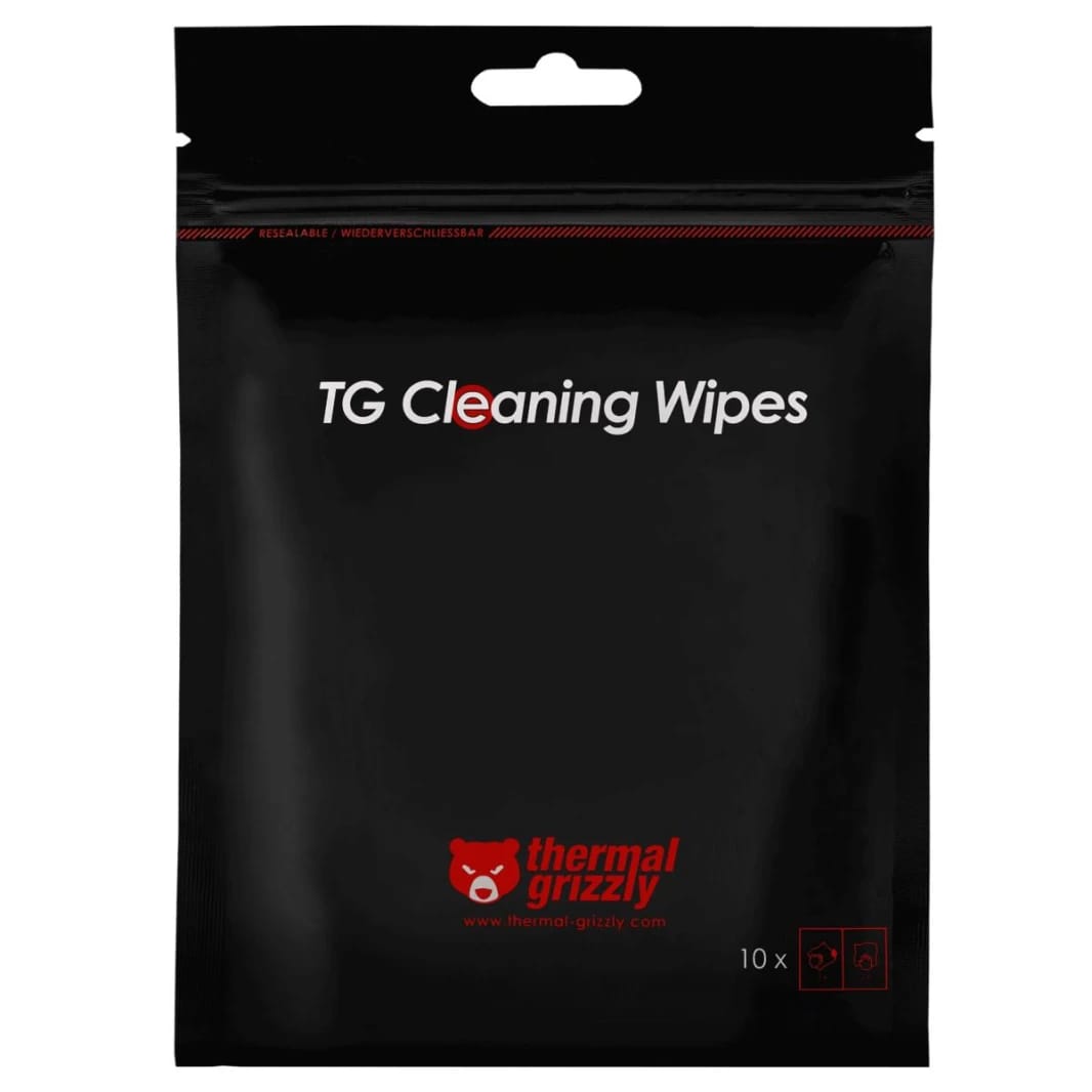 Thermal Grizzly Cleaning Wipes 10 Packs, Cleaning Cloths For Surfaces w/ Thermal Conductive Materials,