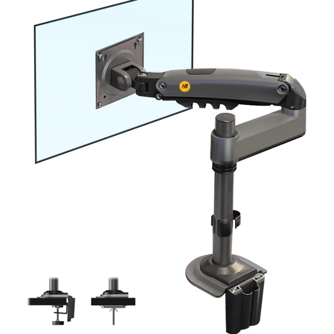 North Bayou (NB H100) Ergonomic Desk Mount Single Monitor Arm, Up To 17-30" Size & 2-9kg Weight, Horizontal Or Vertical 360° Rotation, Vesa 75mm x 75 mm To 100mm x 100mm Mounting Hole,