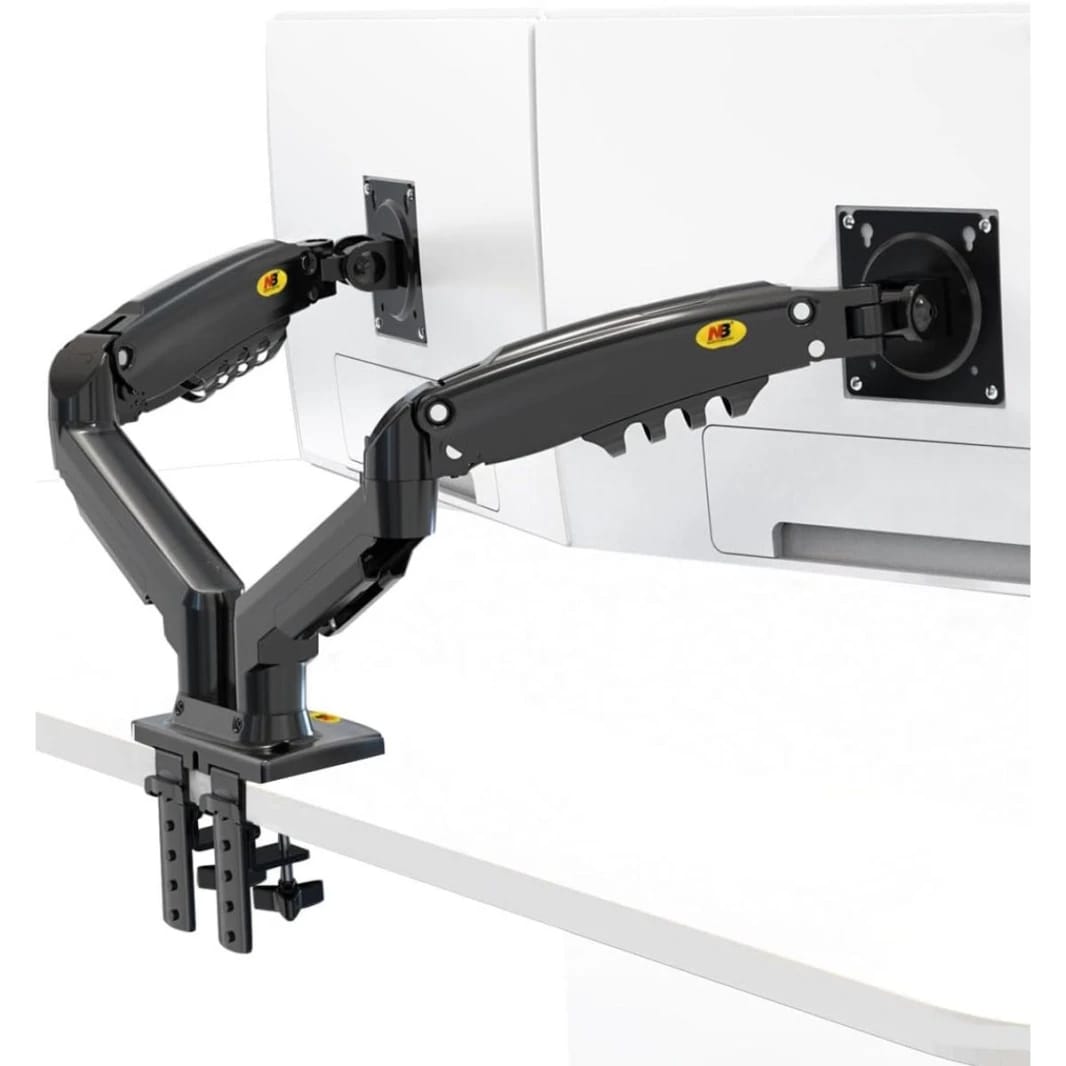 North Bayou (NB F160) Ergonomic Desk Mount Dual Monitor Arm, Up To 17-27" Size & 2-9kg Weight, Vesa 75mm x 75 mm To 100mm x 100mm Mounting Hole,