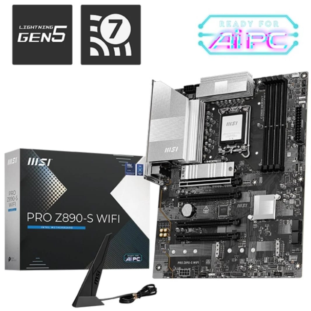 لوحة الأم للألعاب MSI PRO Z890-S WIFI (ATX) - واي فاي 7، Intel Core Ultra (الجيل الثاني)، LGA 1851، DDR5، PCIe 5.0