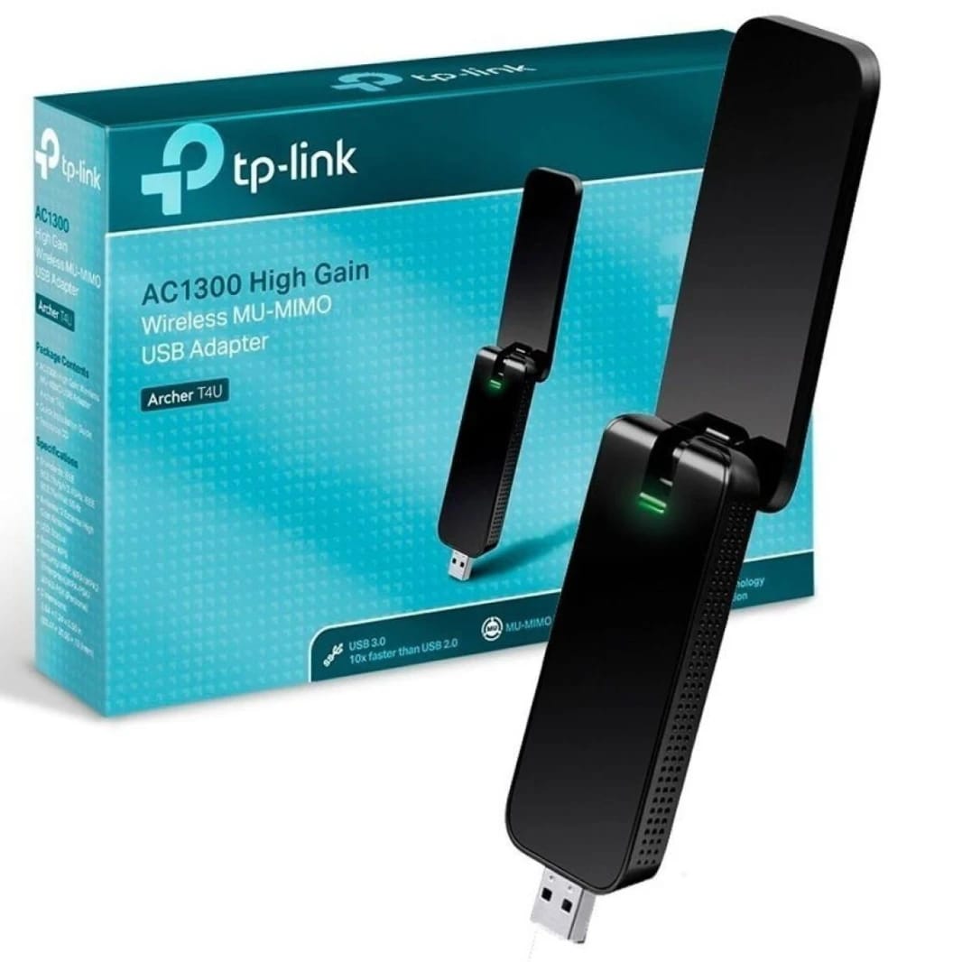 TP-Link AC1300 (Archer T4U) USB Wifi Adapter, Dual Band MU-MIMO Wireless Network Dongle with Foldable High Gain Antenna for PC, Works with Windows and MacOS