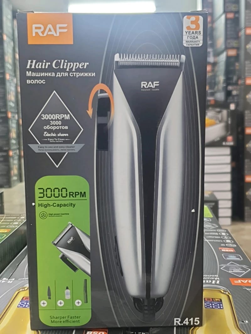 RAF Professional Hair Clipper Model R.415 with a Sleek Design and High-Performance Motor, Ideal for All Family Members, Perfect Choice for Novice and Professional Barbers Alike.