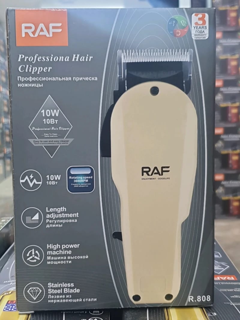 RAF Professional Hair Clipper with Unique Design Featuring Stainless Steel Blades for All Users with Metal Comb for Precision Trimming Suitable for Men, Women, and Children
