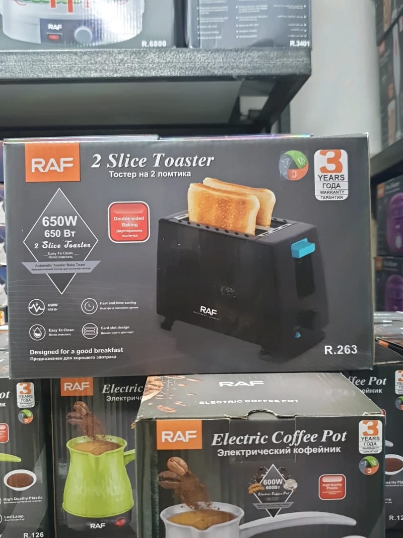 RAF Two Slice Toaster, Elegantly Designed for Easy Breakfast Preparation, Perfect for Home and Kitchen Use, Ideal for Making Delicious Breakfast Toast for You and Your Family.