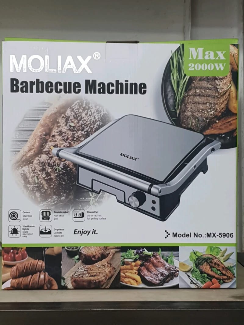 Moliax Electric Barbecue Machine with Modern Design for BBQ Enthusiasts and Home Kitchens with Flat Opening and Amazing Features.
