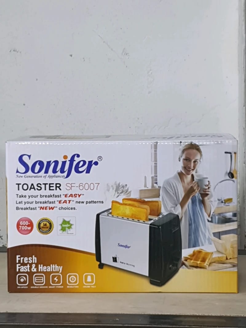 Sonifer Toaster SF-6007 Stylish Powerful Ideal Choice for Families Seeking Easy Quick Healthy Breakfast with Modern Durable Design High Quality Exceptional Performance All-Day Use.