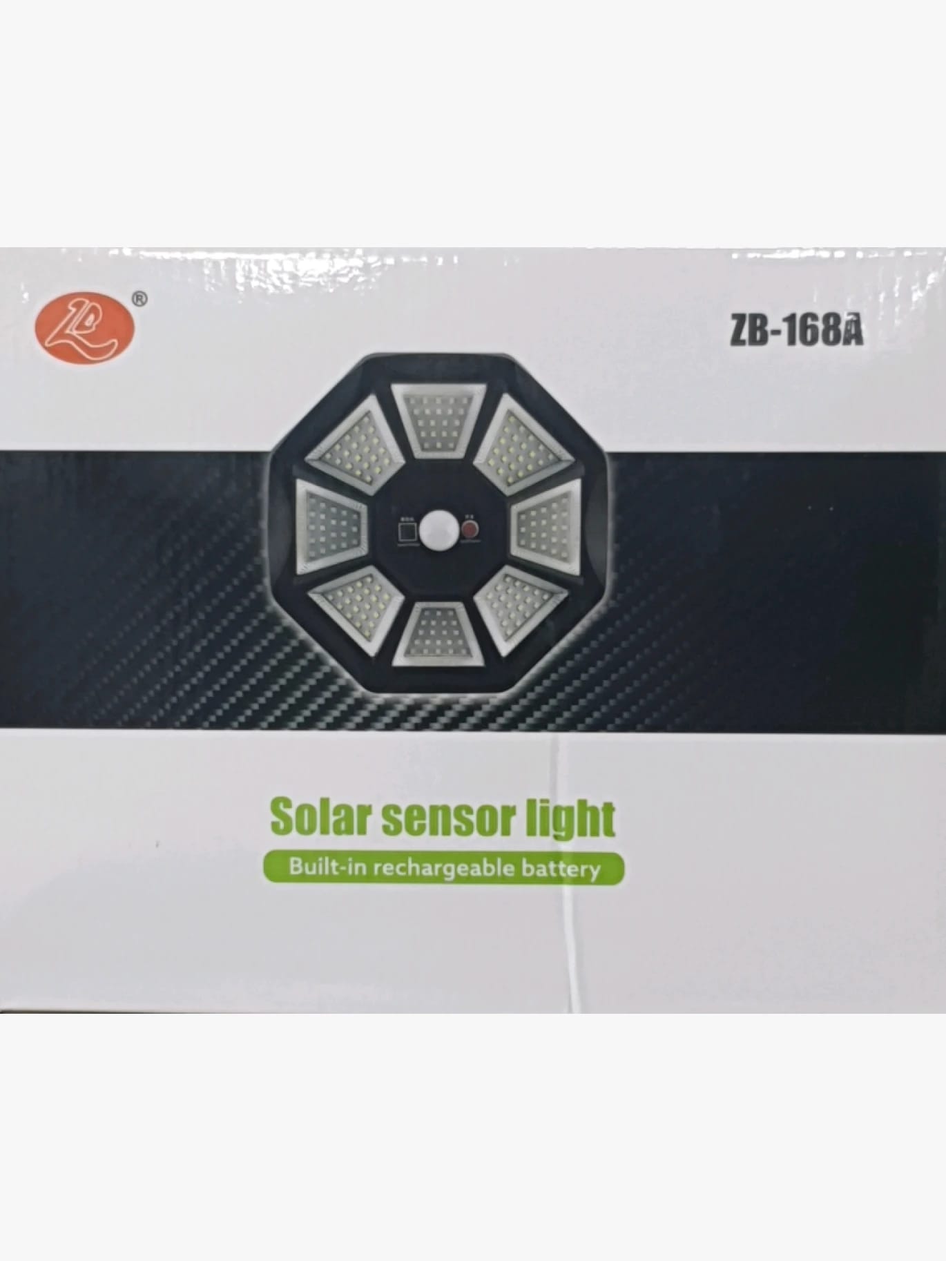 ZB-168A Solar Sensor Light with Built-in Rechargeable Battery, Modern Design for Home, Office, and Warehouse Safety