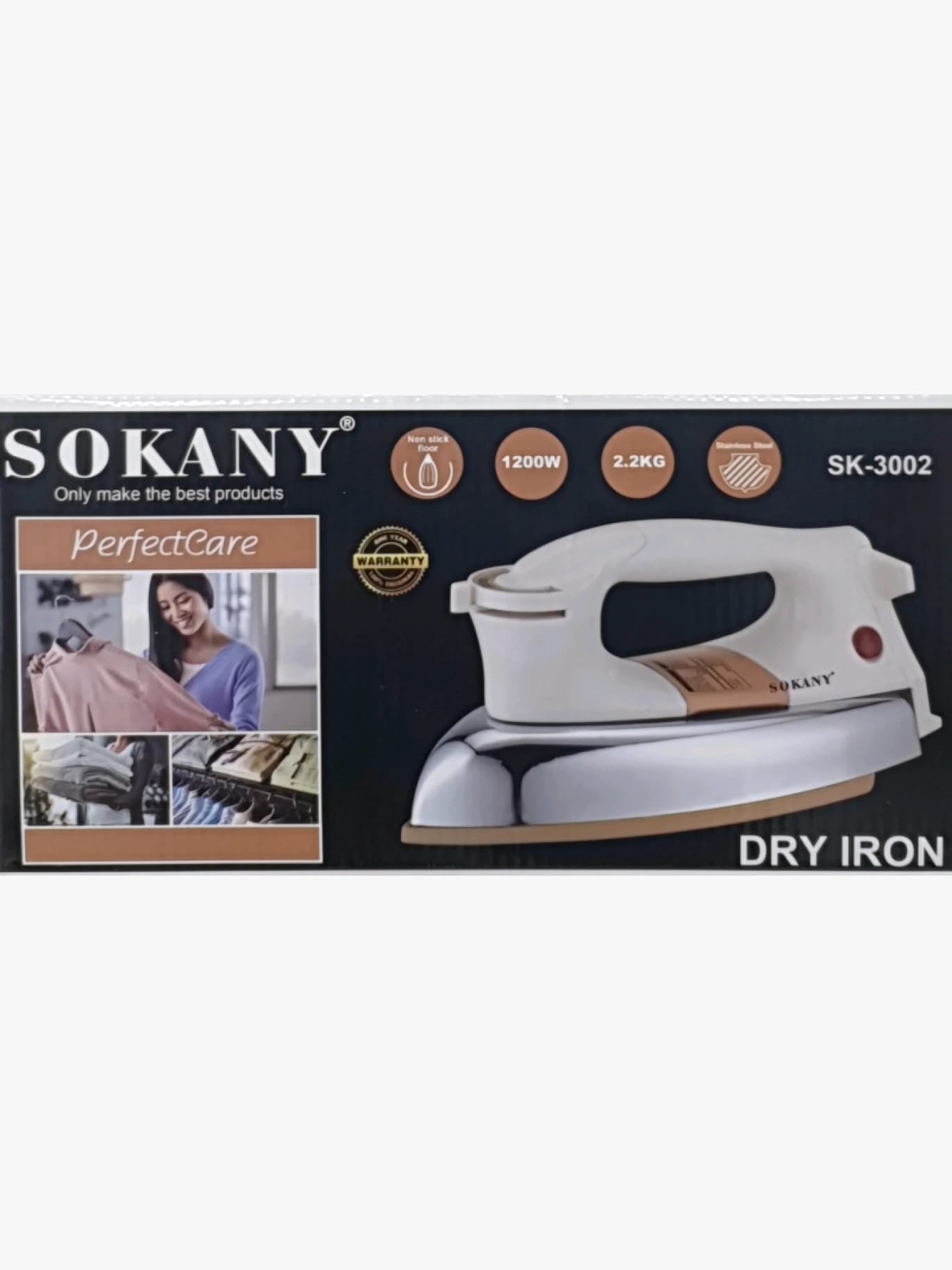 Sokany Dry Iron for Clothes with Ergonomic Design, Perfect Tool for Quick Ironing, Ideal for All Users