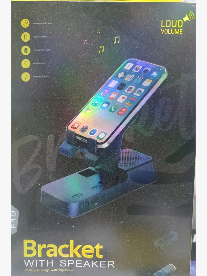 Mobile Phone Holder with Speaker F18 High-Quality Sound and Sleek Design for Professionals and Fashionable Individuals who Love Music