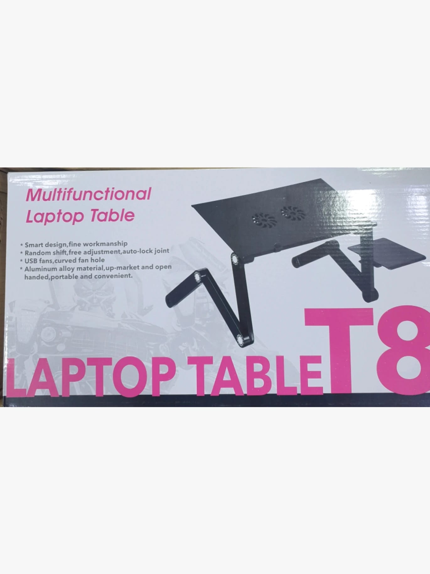 T8 Brand Multifunctional Laptop Table, Innovative Design with Cooling Fan, Perfect for Home and Office Use