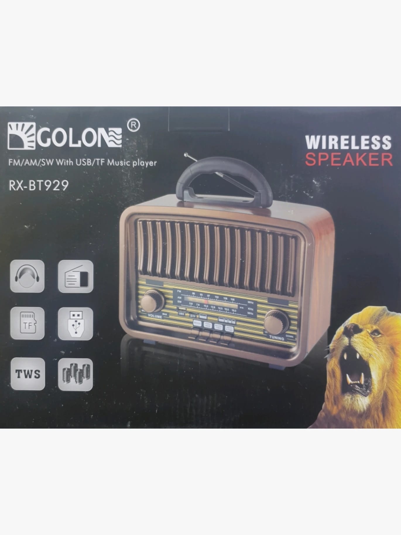 Golon Wireless Portable Speaker, Classic Design for Music Enthusiasts, Modern Style with Multiple Playback Options and User-Friendly Interface