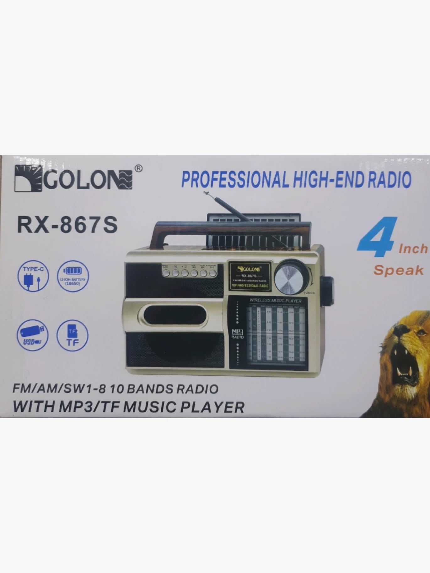 Golon RX-867S Professional High-End Radio with MP3 and TF Music Player and 4 Inch Speaker for Quality Sound