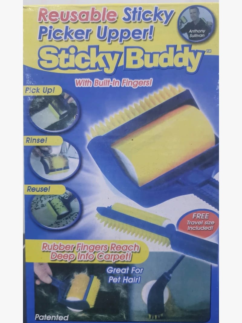 آلة لاصقة متنقلة وعملية لإزالة الشعر والأوساخ مثالية للاستخدام المنزلي والمكتبي من Sticky Buddy