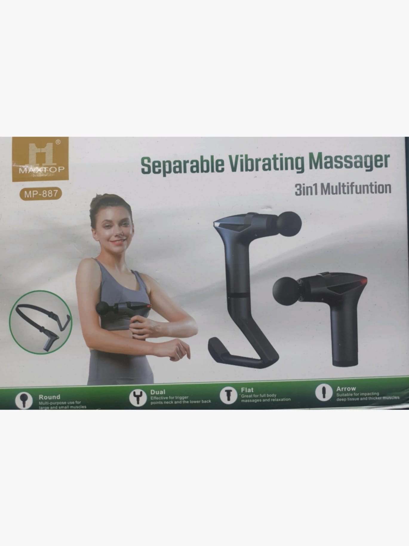 Maxtop Separable Vibrating Massager 3 in 1 Multifunctional with Round, Flat Handles and Versatile Muscle Relaxation Device