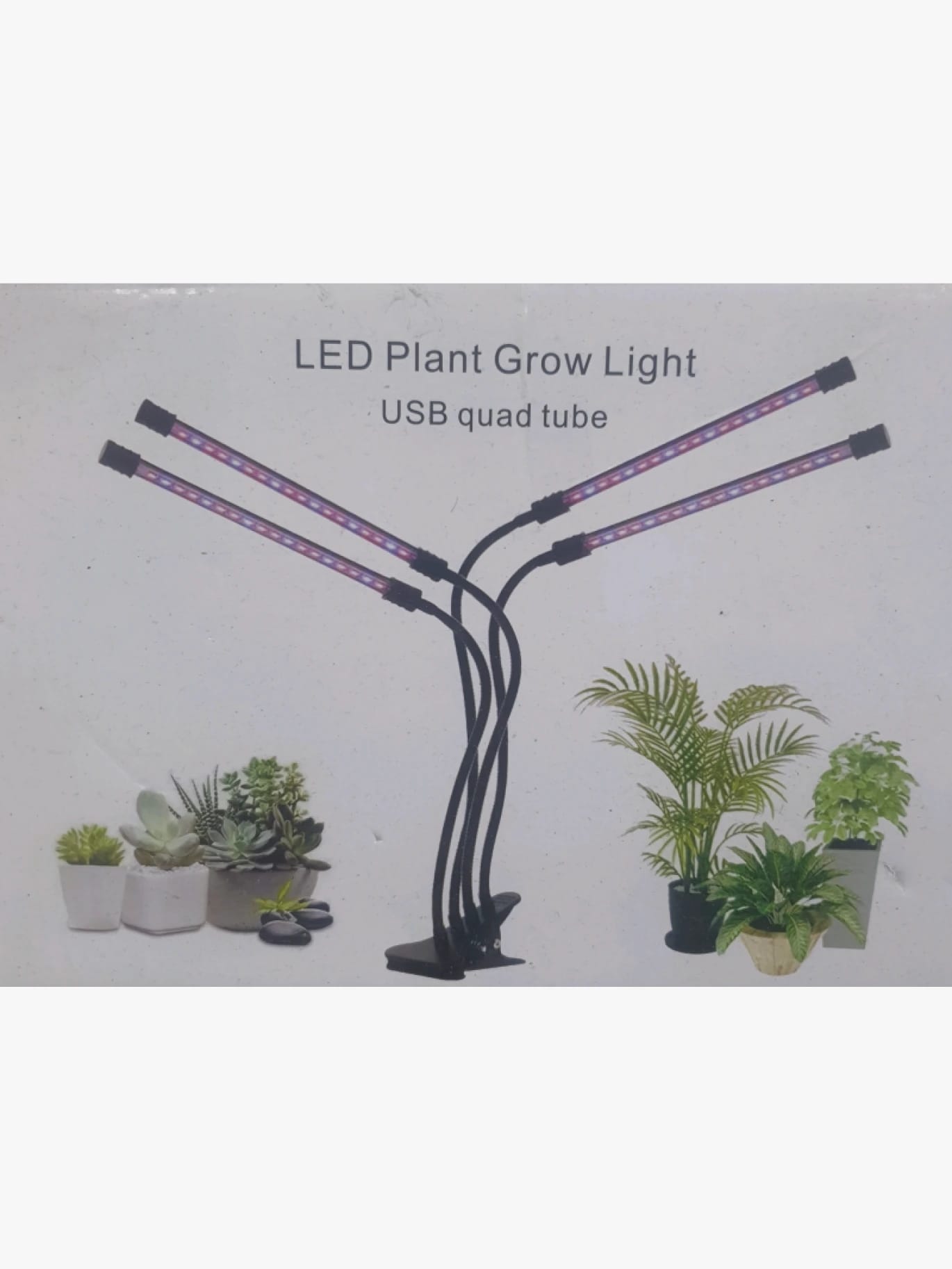 LED Plant Grow Light Elegant Quad Tube Design for Professional and Amateur Gardeners with USB Port